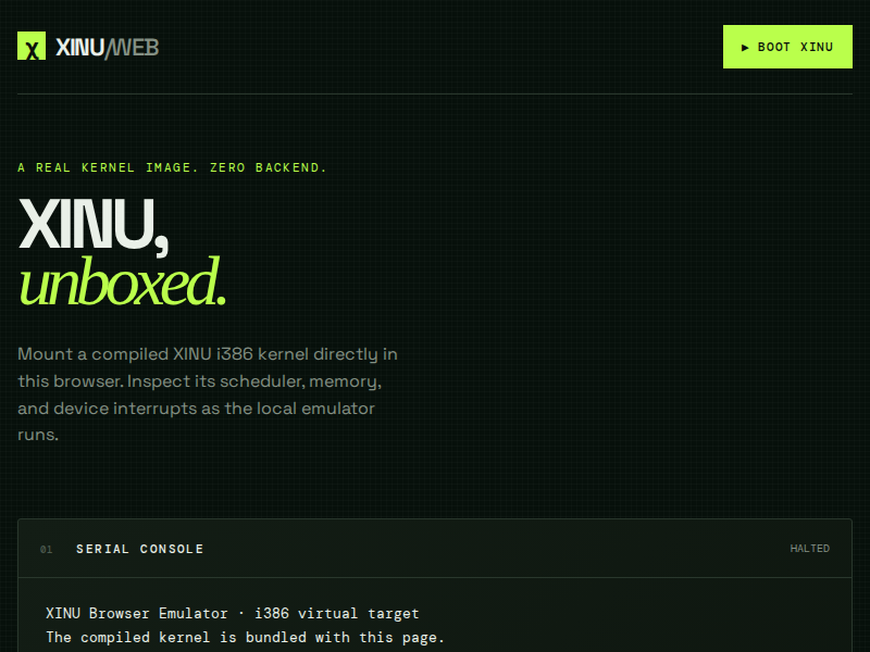 Xinu.org screenshot